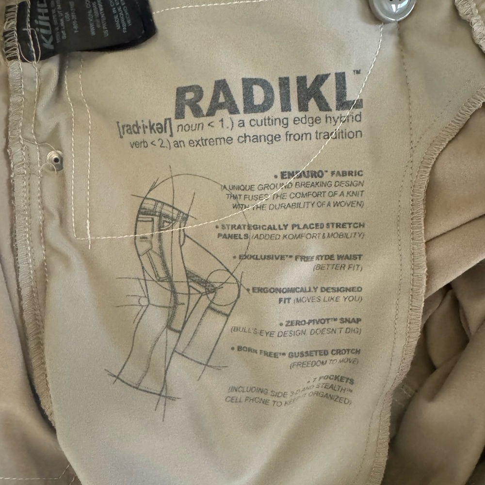 Kuhl Men’s Radikl Hiking Cargo Stretch Pants, Light Khaki Beige, Size 34 x 34 - Picture 11 of 13